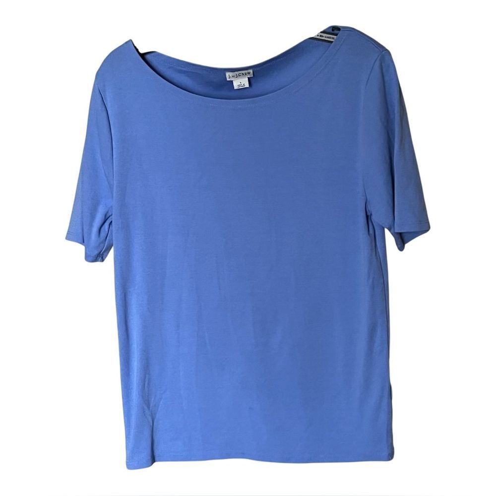 J by J. Crew Cotton Blue Short Sleeve with Round Neck Tee Shirt Top Size Large